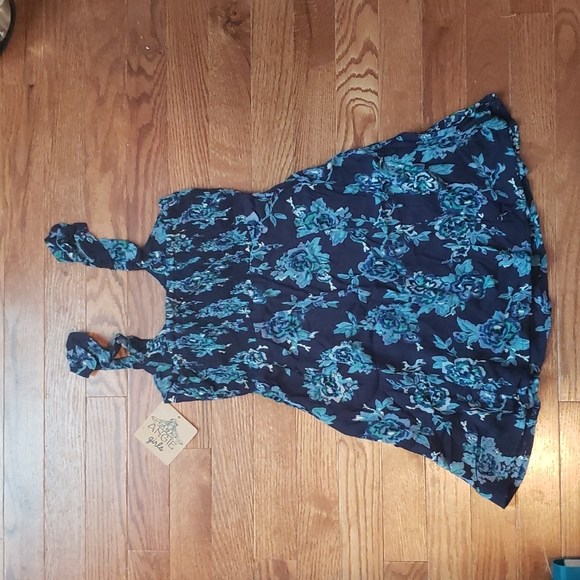Floral Ruffle Sleeve Strap Dress Girls Blue Casual - Picture 8 of 8